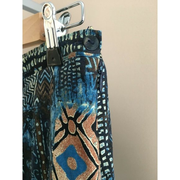 Chicos Long A-Line Skirt Lined Blue Patterned Chicos Size 1 Womens Size M 8 - Picture 3 of 5